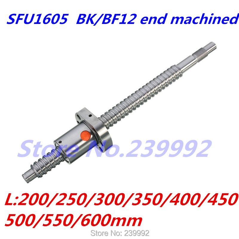 SFU1605 L600mm rolled ball screw C7 with 1605 flange single ball nut for CNC par 