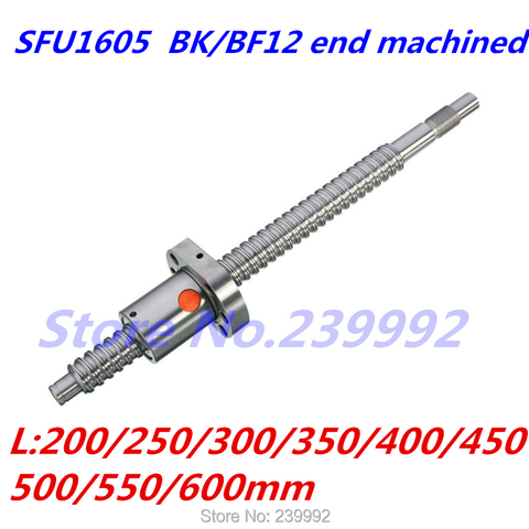 SFU1605 200 250 300 350 400 450 500 550 600 700 800 mm C7 ball screw with single ball nut BK/BF12 end machined ► Photo 1/2