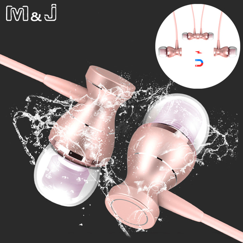 M&J J9 Metal Magnetic Sport Running Earphone In-Ear Earbuds Clarity Stereo Sound With Mic Headset For Mobile Phone MP3 MP4 PC ► Photo 1/6