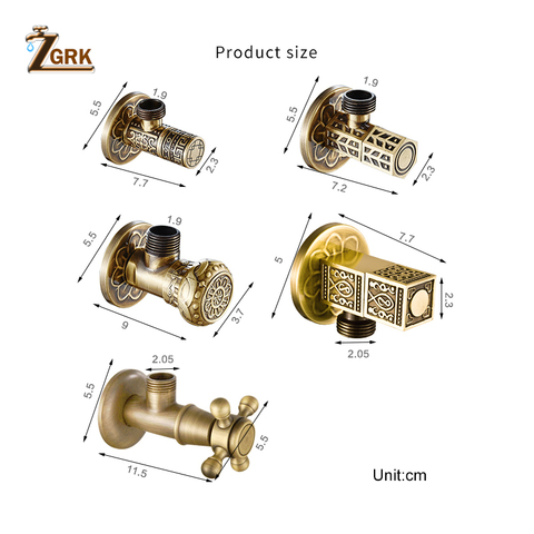 ZGRK Free Shipping  Brass Triangle valve Water control valve Antique triangle valve The tap water valve Sewer SJF01 ► Photo 1/6