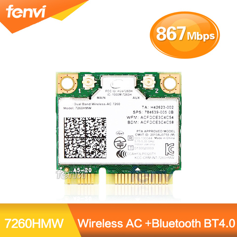 Dual Band Wireless Wifi Card For Intel 7260 7260HMW Half Mini PCI-E 2.4G/5Ghz 1200M Bluetooth 4.0 Wi-Fi Adapter 7260ac 802.11ac ► Photo 1/6