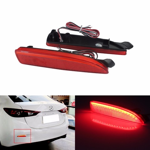 ANGRONG 2x Red Lens Rear Bumper Reflector LED Tail Stop Light For Mazda 2 5 6 Mazda3 BK BM 4D(CA240) ► Photo 1/6