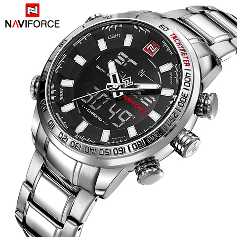 Mens Watches Luxury Fashion Sport Watch NAVIFORCE Brand Men Quartz Analog Digital Clock Male Waterproof Stainless Steel Watches ► Photo 1/6