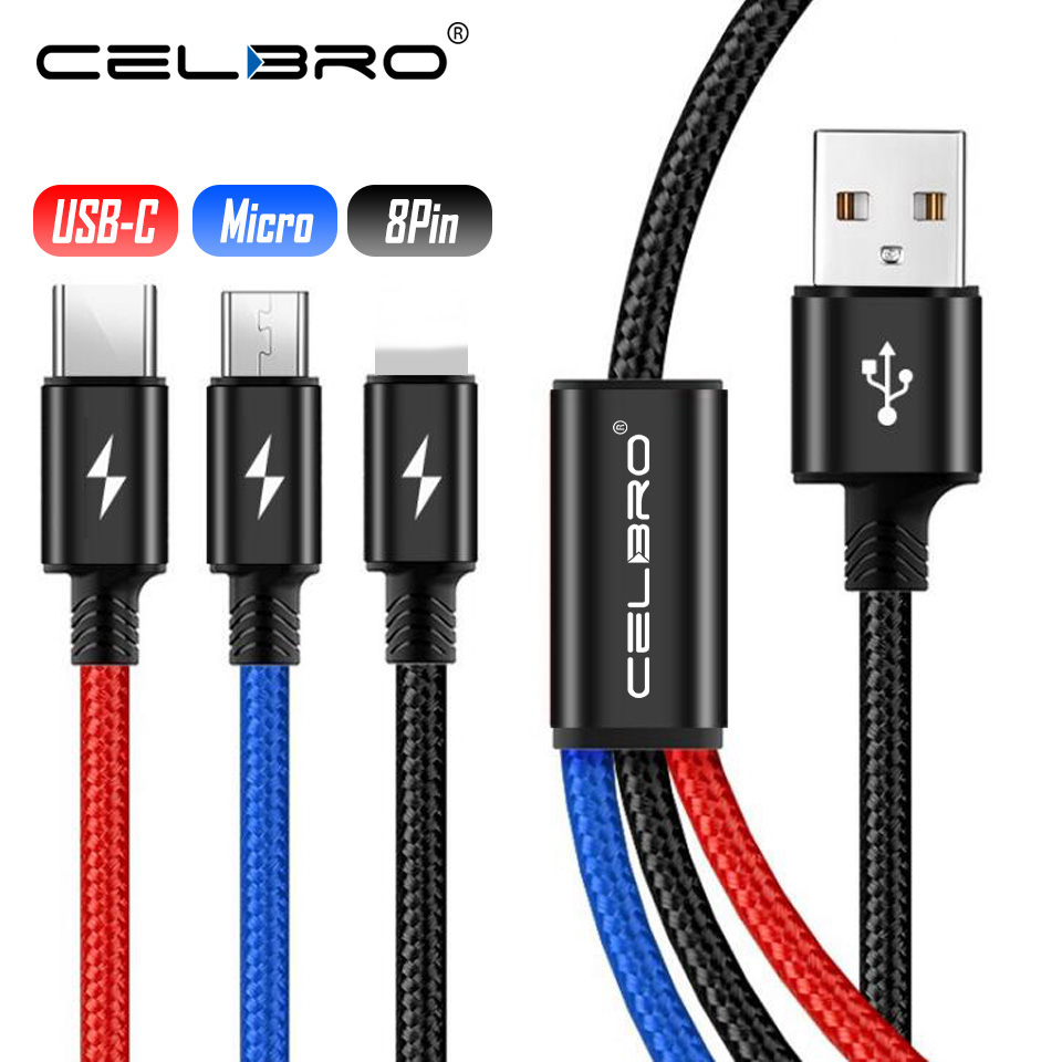 3IN1 Multi USB Type C Charging Cable for iPhone LG Sony Cell Phone Micro USB Charger Kabel Cabo Multiple USBC Line 3A - Price history & Review | AliExpress Seller -