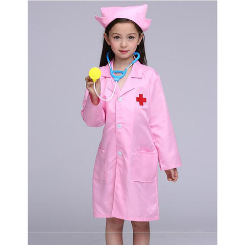 Kids Doctor Cosplay Costumes Baby Girls Nurse Uniforms Role Play Halloween Party Wear Fancy 5PCs Girls Cosplay Doctor Jacket ► Photo 1/6