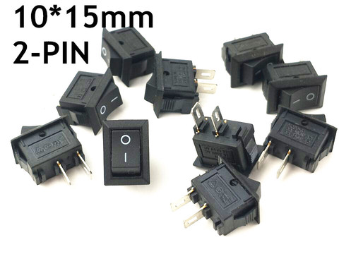 10pcs/lot 10*15mm SPST 2PIN ON/OFF G130 Boat Rocker Switch 3A/250V Car Dash Dashboard Truck RV ATV Home Black ► Photo 1/1