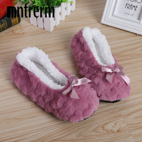 Mntrerm New Cute 2022 Indoor Home Slippers Warm Soft Plush Slippers Non-slip Indoor Fur Slippers Solid Color Cute Women Shoes ► Photo 1/6