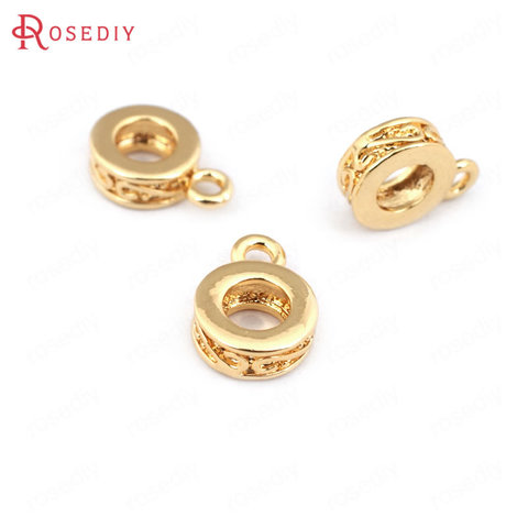10PCS 7.5x3MM 24K Champagne Gold Color Plated Brass Large hole Charms Pendants Connector High Quality Jewelry Accessories ► Photo 1/6