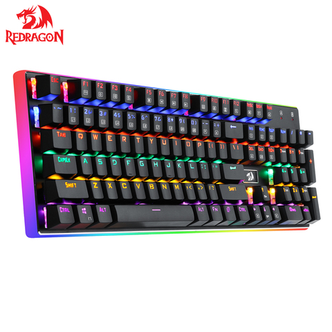 Redragon K577R Rainbow Backlit Wired Mechanical Gaming Keyboard Aluminum Base 104 Standard Keys Teclado Gamer Floating PC Game ► Photo 1/6