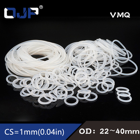5PCS/lot White Silicon O-ring Silicone/VMQ 1mm Thickness OD22/23/24/25/26/27/28/30/34/40mm O Ring Seal Rubber Gasket Ring ► Photo 1/6