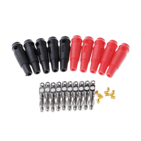 10 Pcs Red Black 4mm Solderless Side Stackable Banana Plug L15 ► Photo 1/6