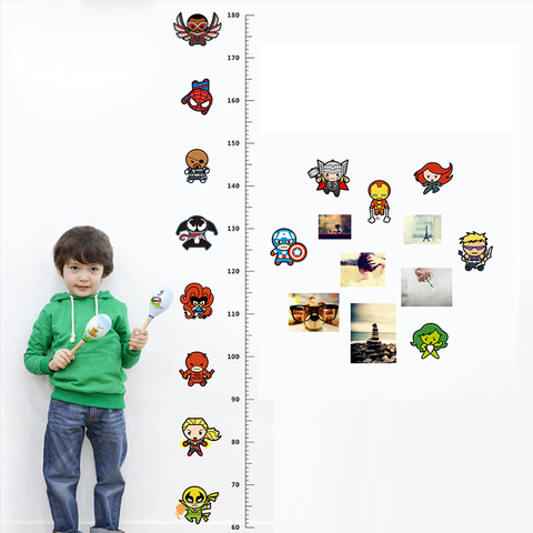 Avengers Height Measure Chart Wall Stickers For Kids Rooms Decals Art Children Room Decoration Poster Cartoon Boy's Gift ► Photo 1/5