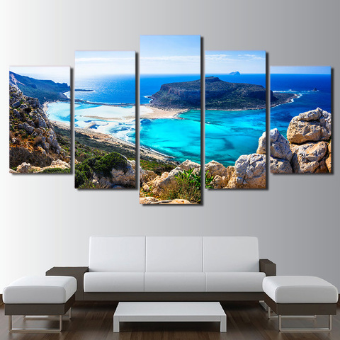 Canvas Paintings For Living Room Modular HD Prints Pictures 5 Pieces Blue Sea Beach Island Seascape Posters Home Wall Art Decor ► Photo 1/5