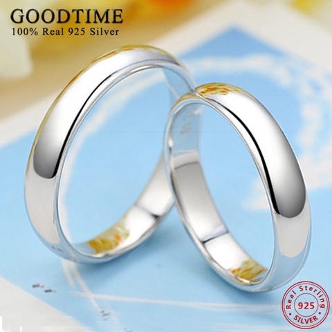 1PCS Ring 925 Couple Ring Silver Trendy Jewelry Simple Smooth Lovers Wedding Set 925 Sterling Silver Rings for Women Men Jewelry ► Photo 1/6