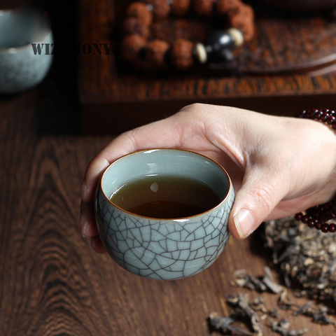 1PCS WIZAMONY Drinkware Longquan Celadon Chinese Porcelain Ceramic chinese Kung Fu teacup Crackle Glaze teapot tea set bowl ► Photo 1/1