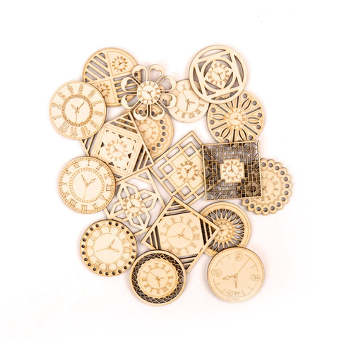 Chinese style Retro Clock Wooden Pattern Round Square Scrapbooking Craft Handmade Accessory Sewing Home Decor 5-18pcs 45mm MZ225 ► Photo 1/6