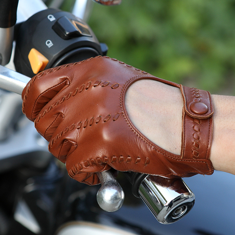 2022 Latest Real Leather Man's Gloves High Quality Imported Sheepskin Locomotive Driving Gloves Male Thin Unlined M063N-1 ► Photo 1/6