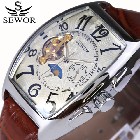 Vintage Square Design Photochromic glass Mechanical Tourbillon Mens Watches Top Brand Luxury Automatic Moon Phase Watch 2017 ► Photo 1/6