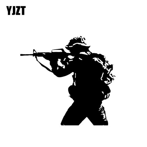 YJZT 15.6*14.6CM Soldier Weapon Gun Decoration Car Sticker Vinyl Accessories Motorcycle Graphic C12-0328 ► Photo 1/5