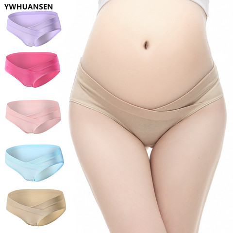 YWHUANSEN Cotton Maternity Pregnant Underwear Postpartum Mother Under Bump Panties V-Shaped Soft Belly Support Panty Breathable ► Photo 1/6
