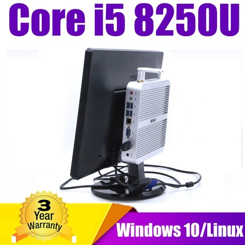 Core i5 8250U Windows 10 minipc No Fan intel UHD Graphics 620 Fanless Mini PC i5 8250U DDR4 RAM Max 32GB 4K HD Nettop Barebone ► Photo 1/1