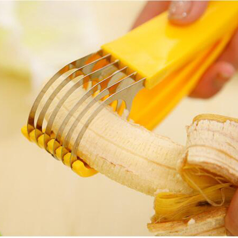 Stainless Steel Banana Cutter Fruit Vegetable Sausage Slicer Salad Sundaes Tools Cooking Tools Kitchen Accessories Gadgets ► Photo 1/6