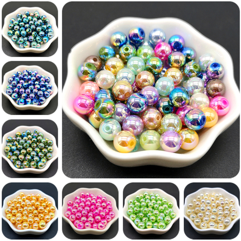 AB Color Beads For or Jewelry Making DIY Beautiful Plating Acrylic Beads Loose Spacer Bracelet & Necklaces & pendants DIY Beads ► Photo 1/6