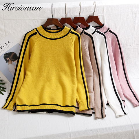 Hirsionsan Autumn Winter Sweater Women 2022 O Neck Knitted Pullovers Female Soft Basic Striped Jumper Casual Thicken Sweaters ► Photo 1/6
