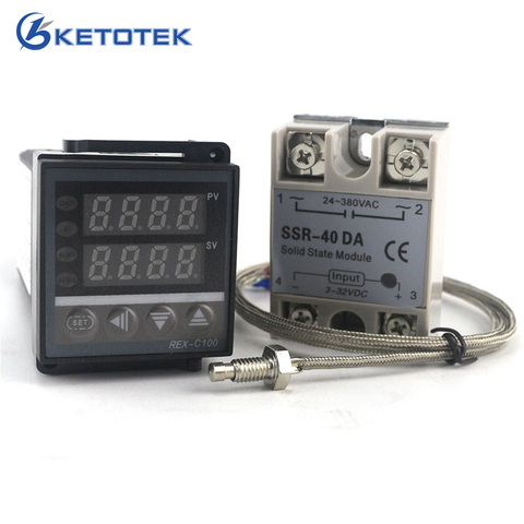 Ketotek Dual Digital PID Temperature Controller Thermostat REX-C100 thermocouple K SSR 40A SSR-40DA 110V 220V Programmable ► Photo 1/6
