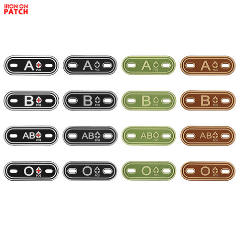 2Pcs Army Tactical Negative Blood GROUP Positive A B AB O POS + - Blood Type PATCH ID Tag BADGE Appliques ► Photo 1/6