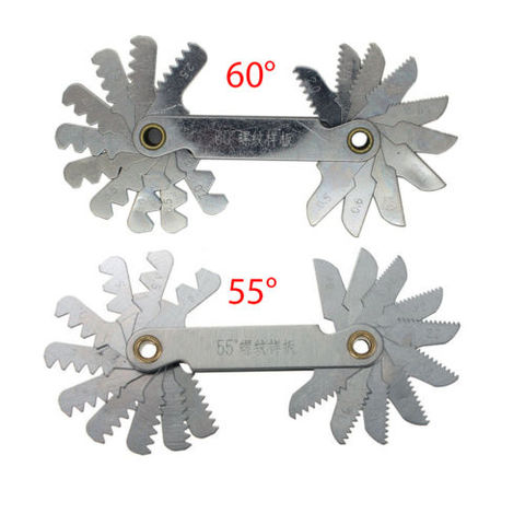 Fixmee 20 blades Gauging Tools Gauges 1pc 55 degree Whitworth+1pc 60 degree Metric Screw Thread Pitch Measure Gage ► Photo 1/5