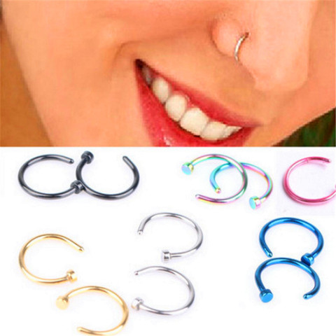 4pc/lot Cute Girls Stainlees Steel Clip Nose Ring Women Fake Piercing Hoop Stud Female Body Jewelry Wedding Party Friends Gift ► Photo 1/6
