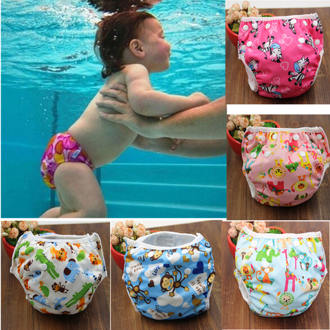 2022 New Baby Swim Diapers Waterproof Adjustable Cloth Diapers Pool Pant Swimming Diaper Cover Reusable Washable Baby Nappies ► Photo 1/5