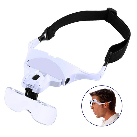 Reading Glasses Headband Magnifier Focus Adjustable 5 Lens Loupe LED Light Magnifying Variable Strength +1.0 +1.5 +2.0 +2.5 +3.5 ► Photo 1/6