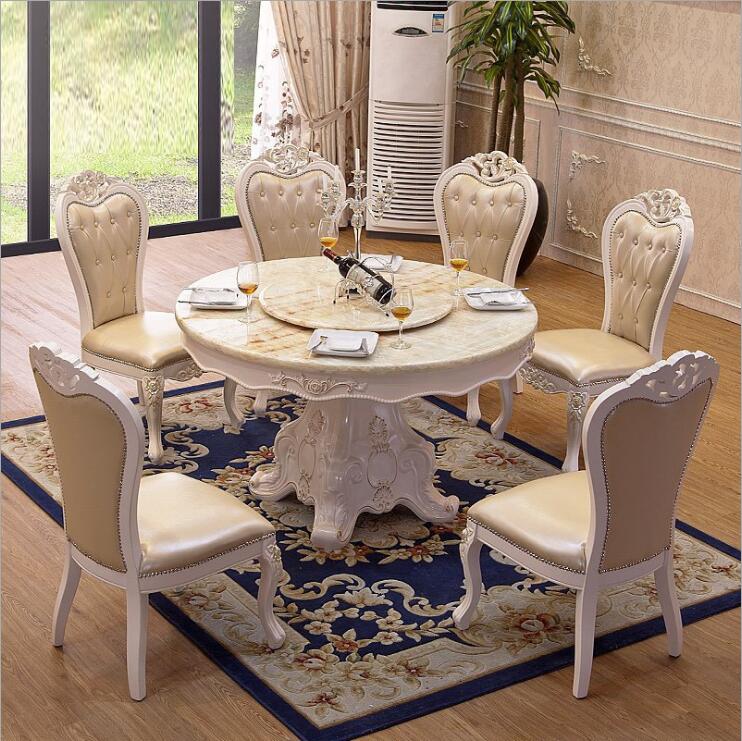 Solid Wood Italy Style Luxury Round, Luxury Round Dining Table And Chairs