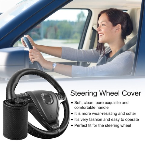 Car Steering Wheel Cover Braid on the Steering Wheel Microfiber Skid-Proof Cover Entire Single Connector 36-38cm Car-styling ► Photo 1/6