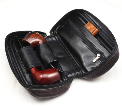 Vauen Soft PU Leather Bag Clutch for 2 Pipes Portable Wood Smoke Tobacco Smoking Pipe Case/Pouch Smoking Tools Accessories Bag ► Photo 1/6
