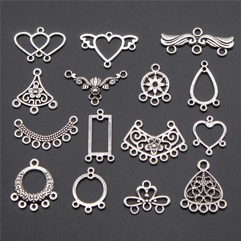 20pcs Earrings Connecter Charms Jewelry Findings Antique Silver Color Earrings Connector Charms For Earring Making Accessories ► Photo 1/1