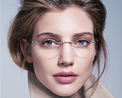 Eyesilove women Titanium Alloy Rimless myopia glasses Nearsighted Glasses prescription glasses -1.0 -1.5 -2.0 -2.5 -3.0 -3.5 -4 ► Photo 1/4