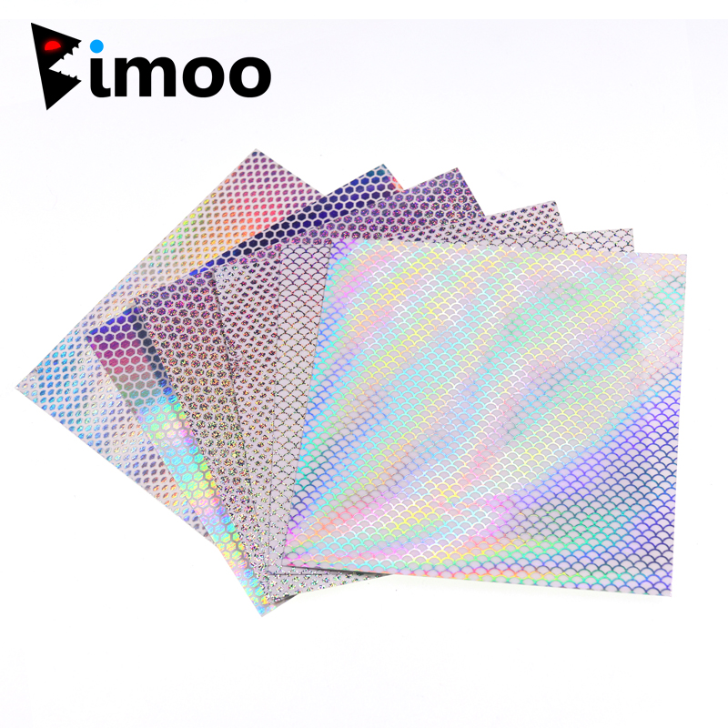 7 pcs Holographic Adhesive Tape 10*20cm Film Flash Lure Making Fly Tying Sticker