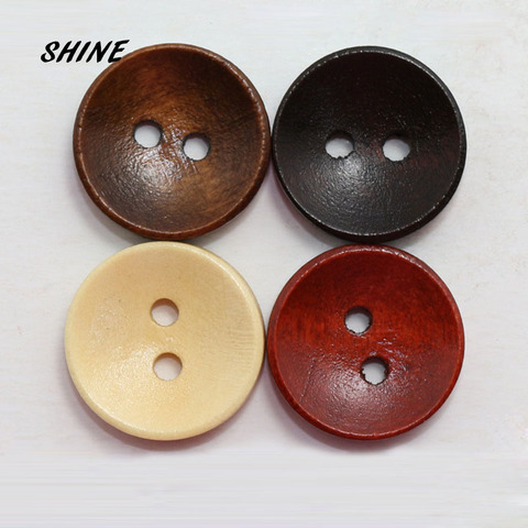 SHINE 50PCs Wooden Sewing Buttons Scrapbooking Round Bowl Two Holes 15mm Dia. Costura Botones Decorate bottoni botoes ► Photo 1/5