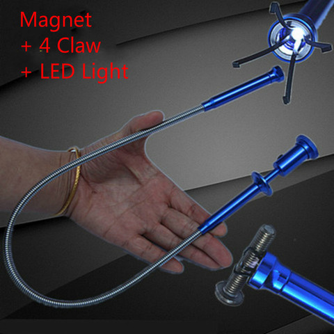 60cm Flexible Pick Up Magnet 4 Claw LED Light Magnetic Long Spring picker Car Repair Catcher Toilet Gadget Sewer Pickup Tool ► Photo 1/4