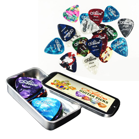 24 Pieces Guitar Picks with one Square Metal Box 3 Kinds Thickness Guitar Accessories Picks Acoustic Electric Plectrums ► Photo 1/2