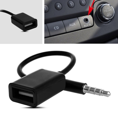 OOTDTY 3.5mm Male AUX Audio Plug Jack To USB 2.0 Female Converter Cable Cord For Car MP3 ► Photo 1/6