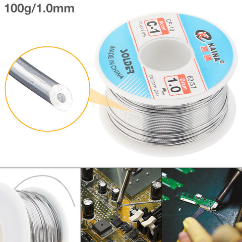 63/37 C-1 100g 1.0mm High Purity No-clean Rosin Core Solder Tin Wire Reel with 2% Flux and Low Melting Point Core Solder Wire ► Photo 1/6