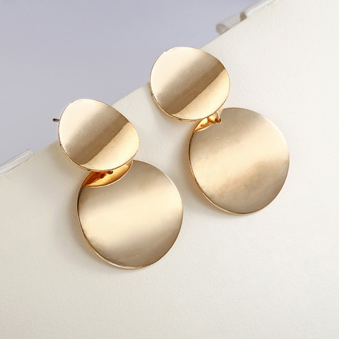 E0202 Unique Metal Drop Earrings Trendy Gold Color Round Statement Earrings for Women New Arrival wing Fashion Jewelry ► Photo 1/6