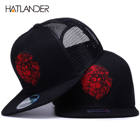 [HATLANDER]Original black baseball caps for boys girls summer sun hats embroidery lion mesh snapbacks hip hop bone trucker hat ► Photo 1/6