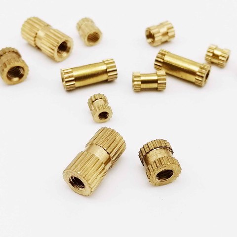 50X M2 M2.5 M3 Solid Brass Pure Copper Metric Thread Injection Molding Knurl Insert Nut Nutsert Round Shape Column OD 3.5 4 5mm ► Photo 1/6