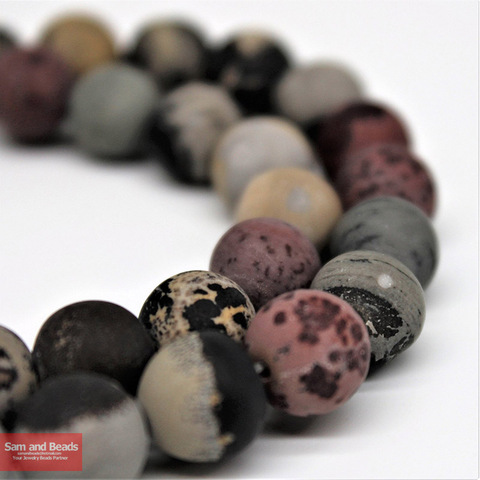 Natural Stone Dull Polish Matte Red Picture Jasperr Beads 15
