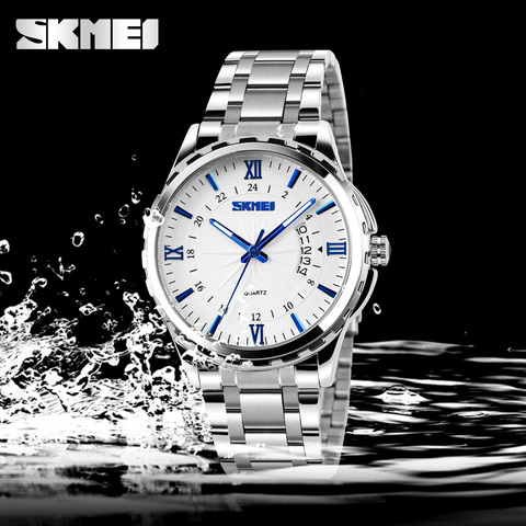 SKMEI New Fashion Casual Watch Men Full Steel Auto Date Water Resistant Calendar Quartz Wristwatches Relogio Masculino ► Photo 1/6